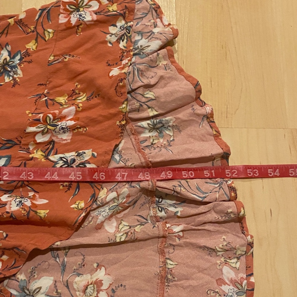 O’Neill Rust Orange Floral Wrap Midi Dress Size Medium - Picture 4 of 6